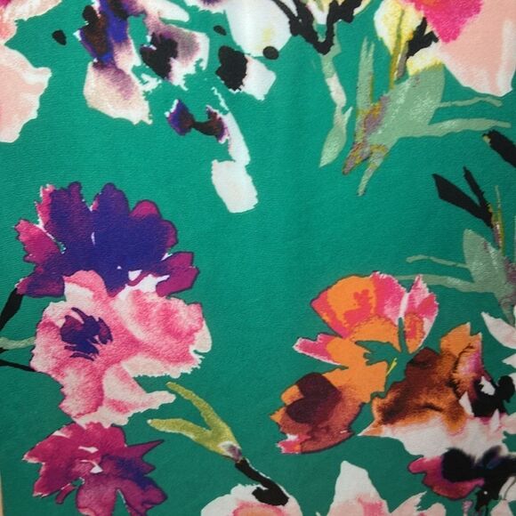 Spense Floral Green Pink short sleeve sheer Women's Blouse Size M EUC - Picture 6 of 8